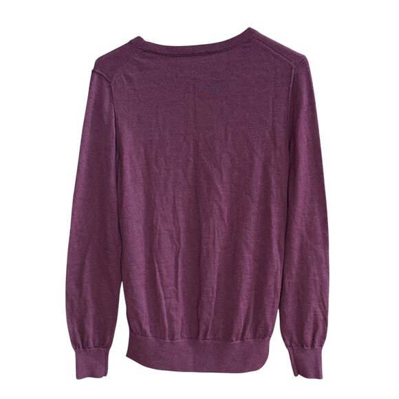 GAP Extra Fine Merino Wool Lightweight Crewneck Sweater Womens M Burgundy - Picture 3 of 4